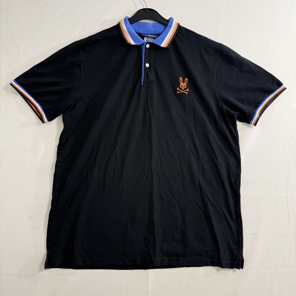 Psycho Bunny Polo Black Shirt - Men Size 7